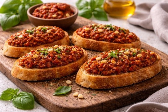 Bruschetta with sun-dried tomato cream