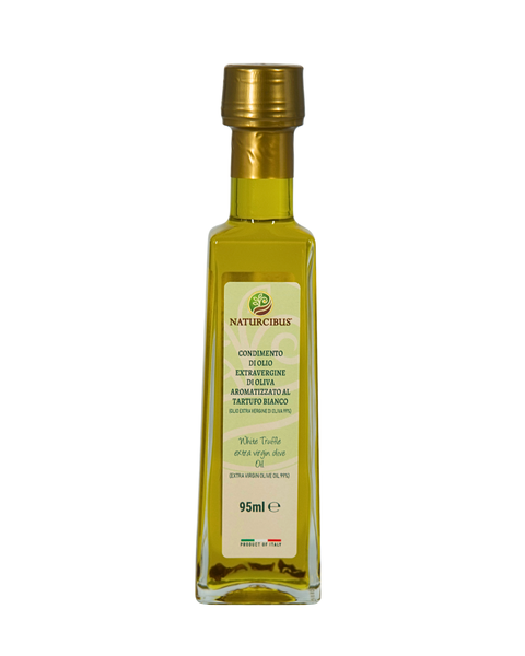 Condimento di olio extra vergine di oliva aromatizzato al tartufo bianco