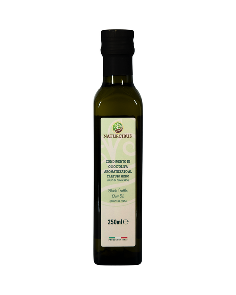 Condimento di olio di oliva aromatizzato al tartufo nero