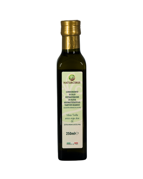Condimento di olio extra vergine di oliva aromatizzato al tartufo bianco